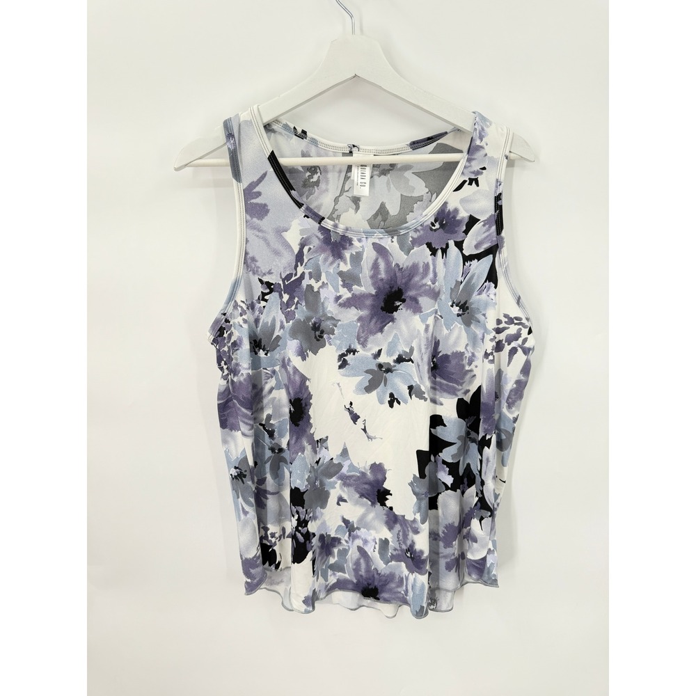 Golada Co Tank Top Womens Large Purple Floral Watercolor Racerback ITY Spandex